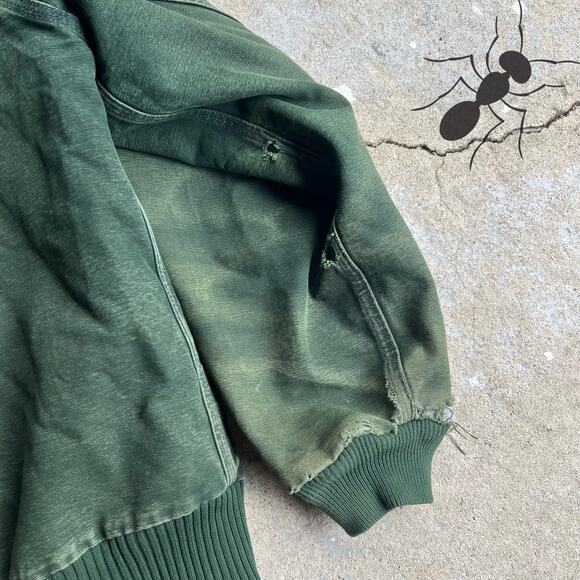 Vintage Y2K Carhartt faded J130 SPC green hooded work wear jacket - Picture 14 of 16